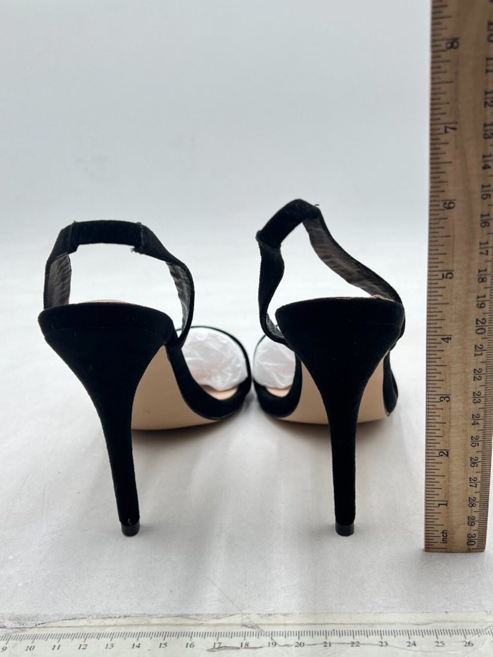 Wansseny Black Women Sexy High Heel Stilettos Open Toe Slingback Suede Sandals - Picture 5 of 8